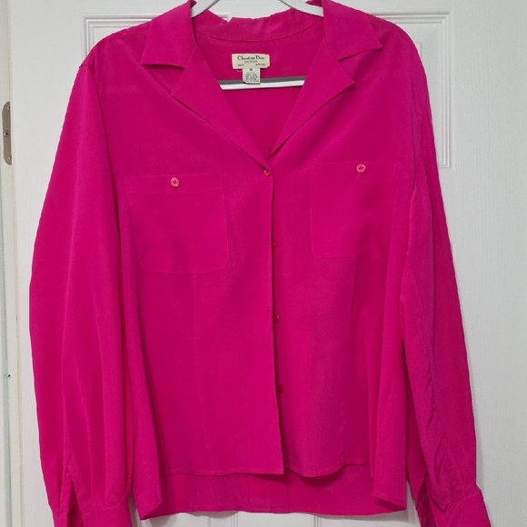 Dior Tops - Vintage Christian Dior Chemises Blouse Pink. Size 14